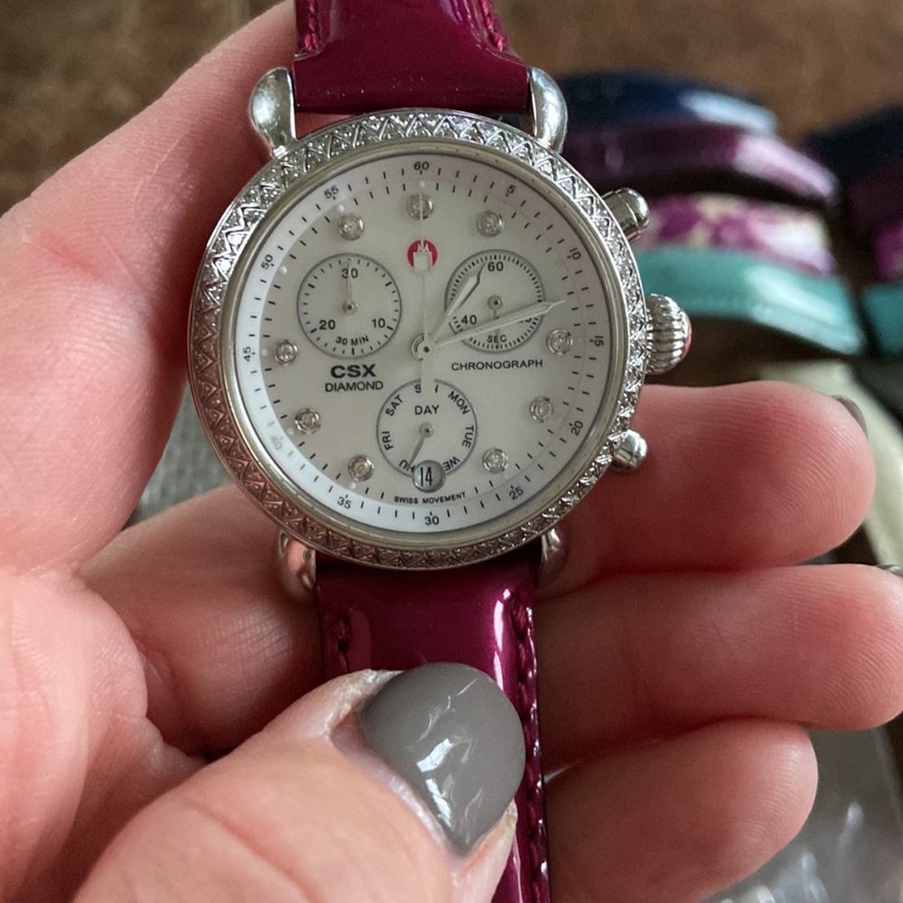Michele CSX mother of Pearl diamond watch